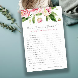 Blush Floral Peony How Well You Know Bride Game 