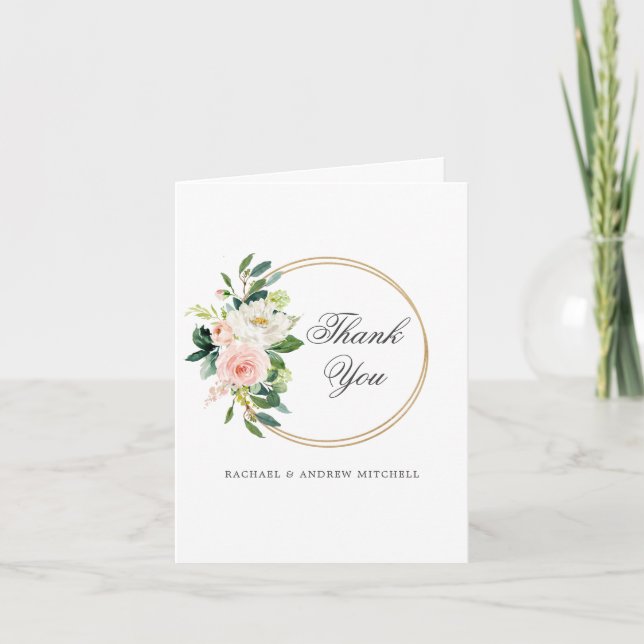 Blush Floral Personalized Thank You Card (Front)