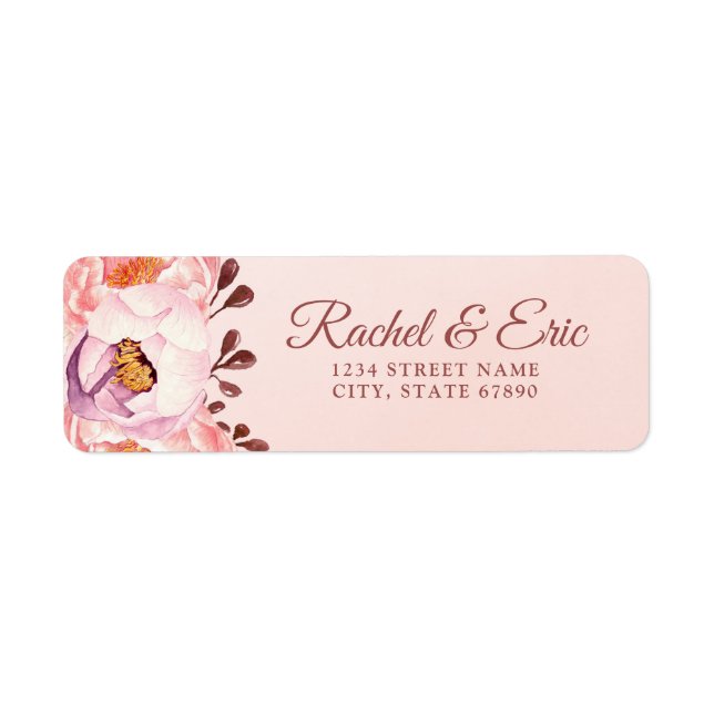 Blush Floral Personalized Wedding Return Address Label (Front)