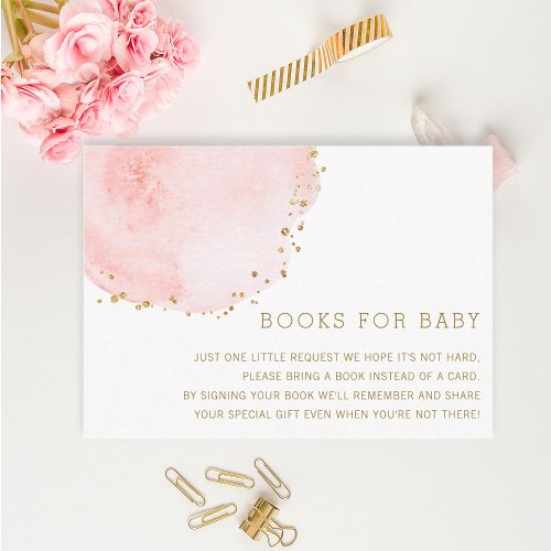 Blush Floral Petal Book Request Baby Shower Enclosure Card
