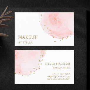 Blush Floral Petal Gold Glitter Dots Business Card