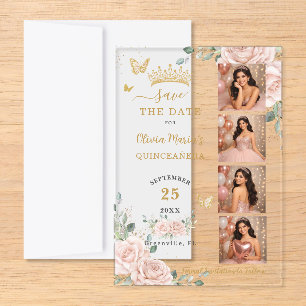 Blush Floral Photo Booth Quinceanera Save the Date
