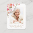 Blush Floral Photo Sympathy Funeral Memorial Card