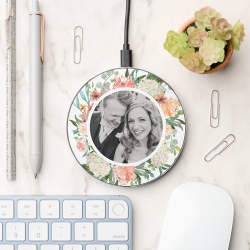 Blush Floral Photo Wireless Charger