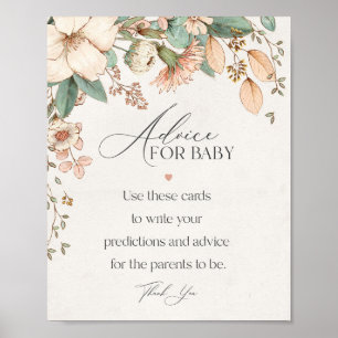 blush floral pink baby shower advice for baby sign