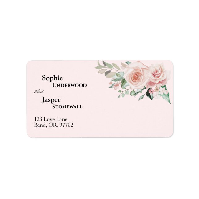 Blush Floral Pink Wedding Address Label (Front)