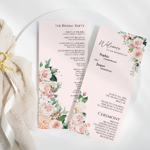 Blush Floral Pink Wedding Flat Program