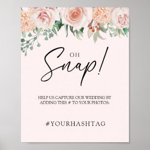 Blush Floral Pink Wedding Oh Snap Poster