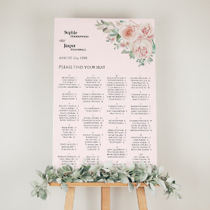 Blush Floral Pink Wedding Seating Chart Sign