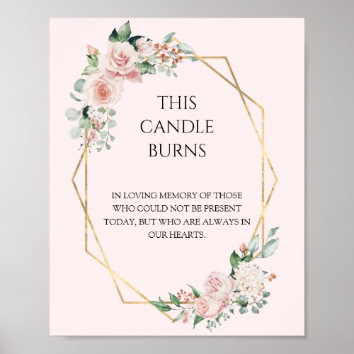 Blush Floral Pink Wedding This Candle Burns Poster