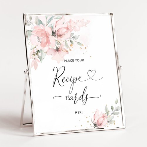 Blush floral place your recipe cards here poster
