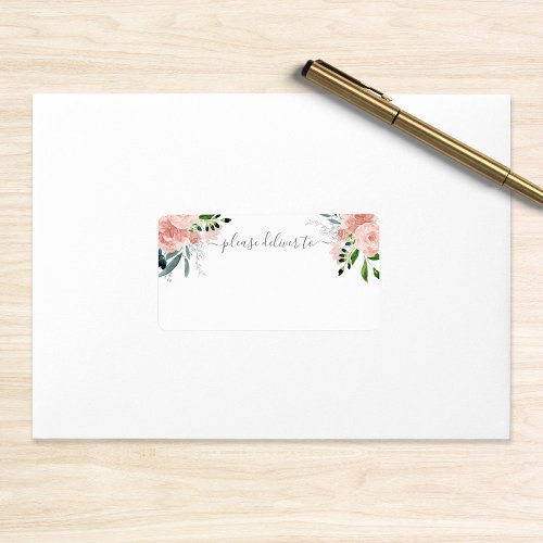 Blush Floral Please Deliver To Wedding Label