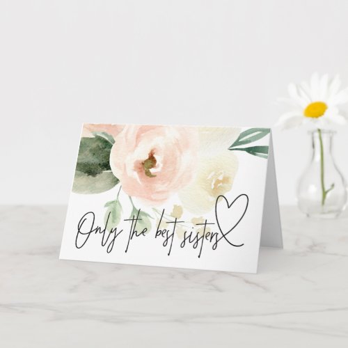 Blush Floral Pregnancy Baby Reveal Gift to Sister Card