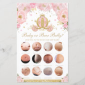 Blush Floral Princess Baby or Beer Belly Game (Front)