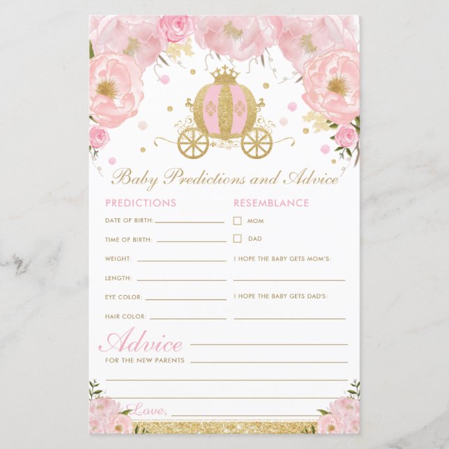 Blush Floral Princess Baby Predictions and Advice  (Front)