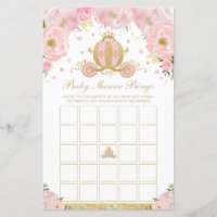 Blush Floral Princess Baby Shower Bingo Game