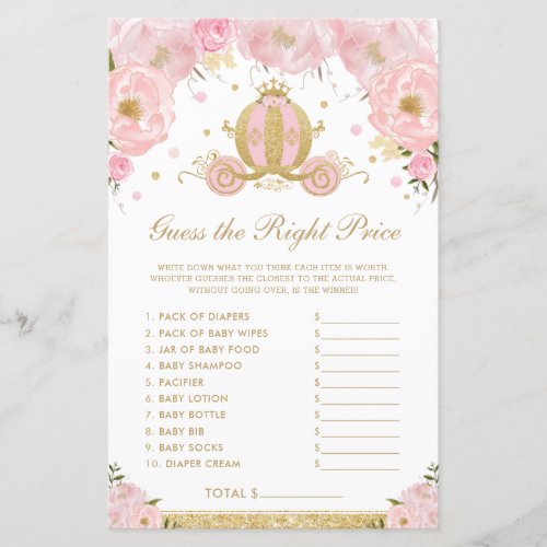 Blush Floral Princess Guess the Right Price Game