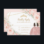 Blush Floral Princess Quinceañera Twins Birthday RSVP Card<br><div class="desc">Personalize these chic rsvp cards with your details easily and quickly,  simply press the customise it button to further re-arrange and format the style and placement of the text. (c) The Happy Cat Studio</div>