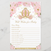 Blush Floral Princess Well Wishes for Baby Shower