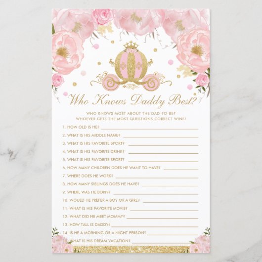 Blush Floral Princess Who Knows Daddy Best Game (Front)