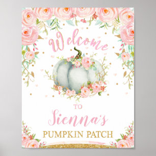 Blush Floral Pumpkin Birthday Pumpkin Patch Sign