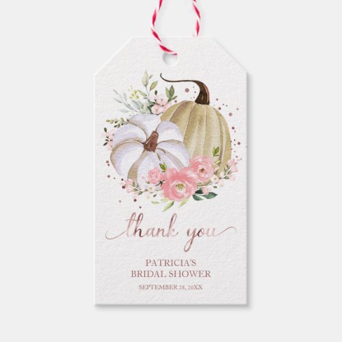 Blush Floral Pumpkin Fall Bridal Shower Favor Gift Gift Tags