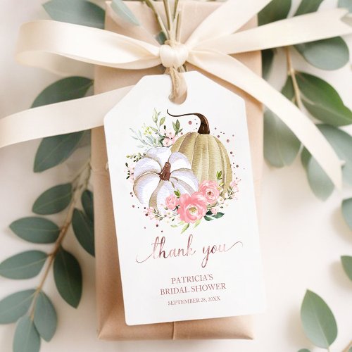 Blush Floral Pumpkin Fall Bridal Shower Favor Gift Gift Tags