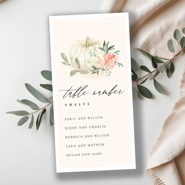 Blush Floral Pumpkin Seating Chart Table Number (Creator Uploaded)