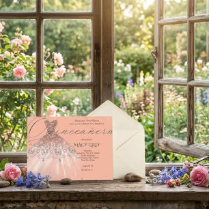 Blush Floral Quinceañera 15th Birthday Postcard