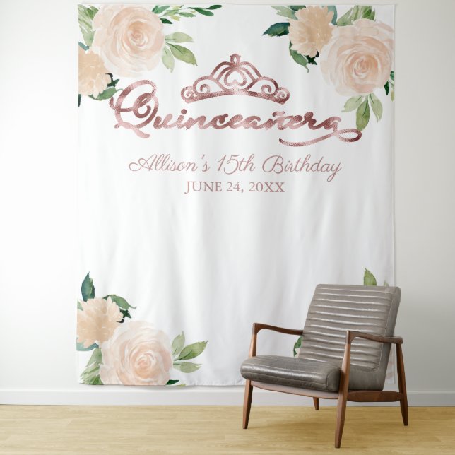 Blush Floral Quinceanera Backdrop (In Situ)