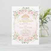 Blush Floral Quinceañera Mis Quince 15th Birthday Invitation (Standing Front)