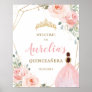 Blush Floral Quinceañera Mis Quince Welcome Poster