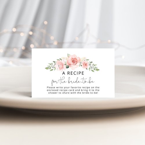 Blush floral Recipe for the bride to be Enclosure Card