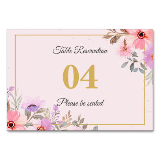 Blush Floral Reserved Wedding Table Sign Romantic Number