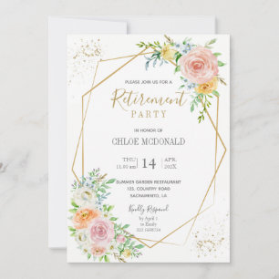 Blush floral Retirement Party invitation