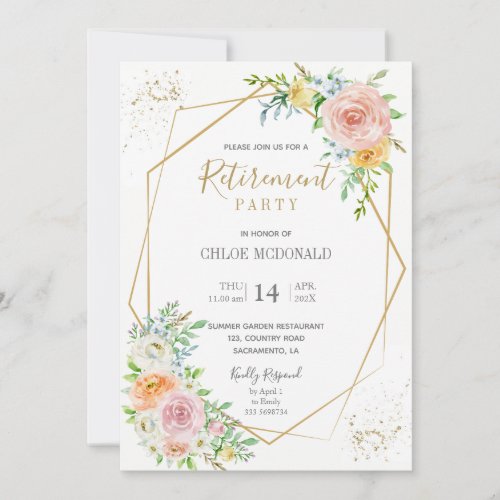 Blush floral Retirement Party invitation