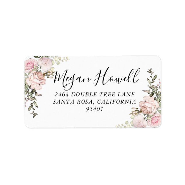 Blush Floral Return Address Label (Front)