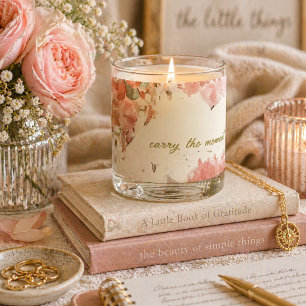 Blush Floral Romantic Candle Watercolor Elegant