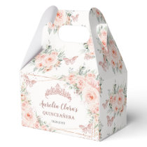 Blush Floral Rose Butterflies Quince XV Birthday Favor Boxes