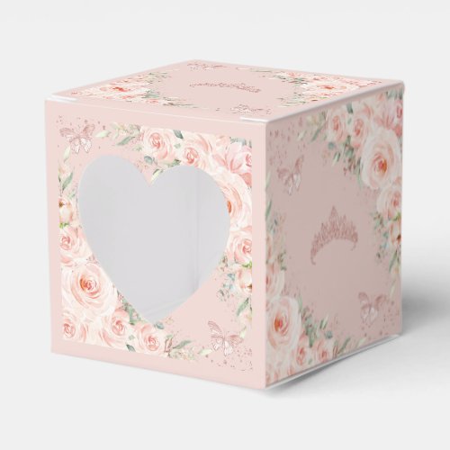 Blush Floral Rose Gold Butterflies Quince XV Mini Favor Boxes