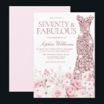 Blush Floral & Rose Gold Dress 70th Birthday Party Invitation<br><div class="desc">Blush Floral & Rose Gold Dress 70th Birthday Party Invitation

See matching collection in Niche and Nest Store

Many thanks</div>