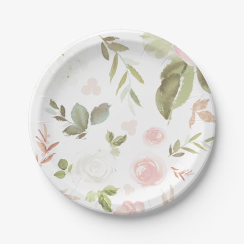 Blush Floral Rose Gold party plate