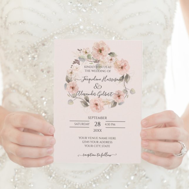 Blush Floral Rose Gold Watercolor Greenery Rustic  (Creator Uploaded)