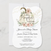 Blush Floral Roses Fall White Pumpkin Baby Shower Invitation (Front)