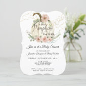 Blush Floral Roses Fall White Pumpkin Baby Shower Invitation (Standing Front)
