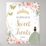 Blush Floral Sage Green Quinceanera Sweet Treats Poster<br><div class="desc">Personalize this lovely blush pink floral sage green treats sign with your own wording easily and quickly, simply press the customize it button to further re-arrange and format the style and placement of the text.  Great for quinceanera, sweet 16, 18th birthday, princess party, debutante ball, bridal shower, etc. (c) The...</div>