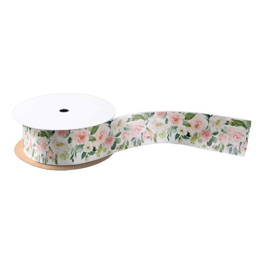 Blush Floral Satin Ribbon | Zazzle.com