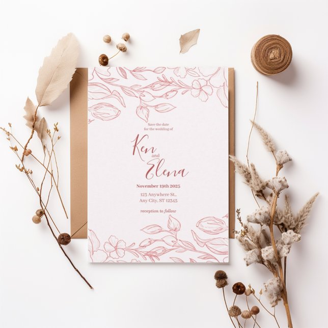Blush Floral Save the Date Invitation (Creator Uploaded)