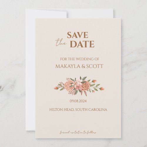 Blush Floral Save_the_Date Wedding Invitation 