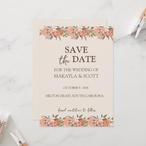 Blush Floral Save_the_Date Wedding Invitation